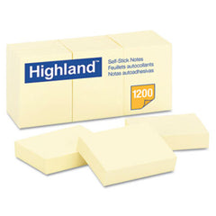 Highland™ Self-Stick Notes, 1.38 x 1.88, Yellow, 100 Notes/Pad, 12 Pads/Pack