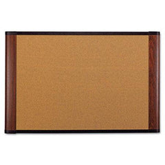 3M™ Cork Bulletin Board, 72 x 48, Aluminum Frame w/Mahogany Wood Grained Finish