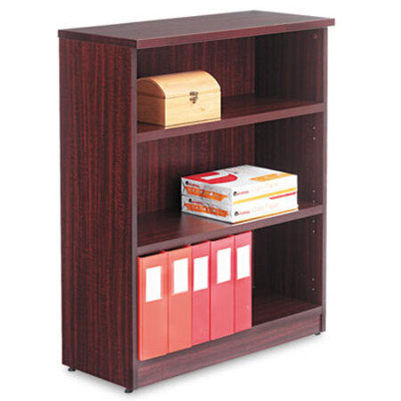 Alera® Alera Valencia Series Bookcase, Three-Shelf, 31 3/4w x 14d x 39 3/8h, Mahogany