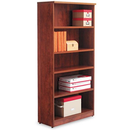 Alera® Alera Valencia Series Bookcase, Five-Shelf, 31 3/4w x 14d x 64 3/4h, Medium Cherry