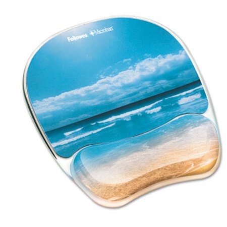 Fellowes® Gel Mouse Pad w/Wrist Rest, Photo, 7 7/8 x 9 1/4, Sandy Beach