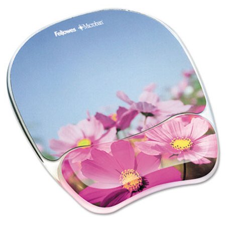 Fellowes® Gel Mouse Pad w/Wrist Rest, Photo, 9 1/4 x 7 1/3, Pink Flowers
