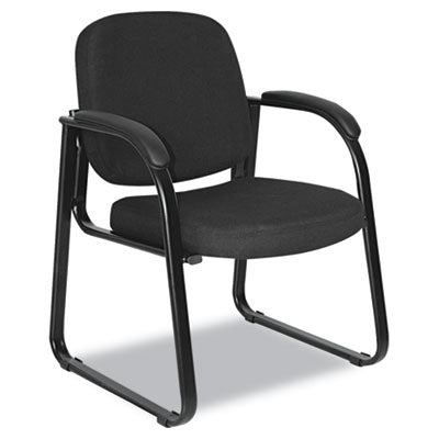 Alera® Alera Genaro Series Half-Back Sled Base Guest Chair, 24.63" x 26.63" x 34", Black Seat/Black Back, Black Base