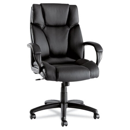 Alera® Alera Fraze Executive High-Back Swivel/Tilt Bonded Leather Chair, Supports up to 275 lbs, Black Seat/Black Back, Black Base
