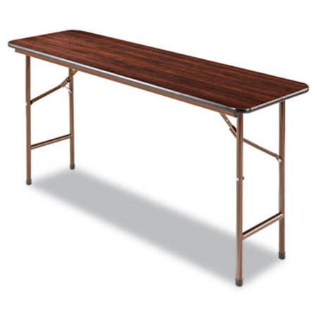 Alera® Wood Folding Table, Rectangular, 59 7/8w x 17 3/4d x 29 1/8h, Mahogany