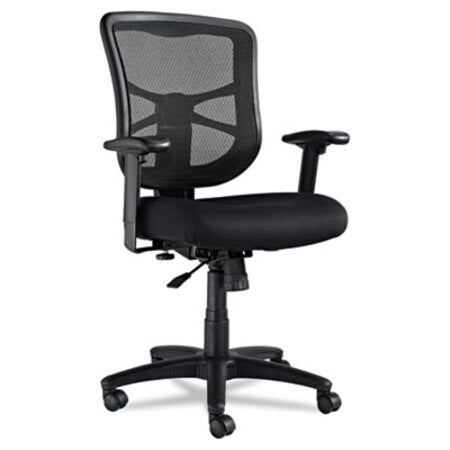Alera® Alera Elusion Series Mesh Mid-Back Swivel/Tilt Chair, Supports up to 275 lbs, Black Seat/Black Back, Black Base
