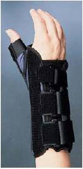 Bird & Cronin Wrist Brace with Thumb Spica Premier® Aluminium / Foam / Nylon / Plastic / Polyester Left Hand Black Medium