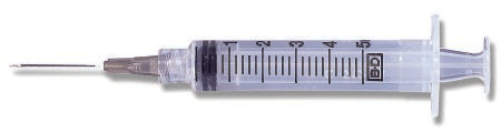 Becton Dickinson Syringe with Hypodermic Needle PrecisionGlide™ 5 mL 20 Gauge 1-1/2 Inch Detachable Needle Without Safety - M-123956-3192 - Box of 100