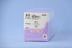 J & J Healthcare Systems Suture with Needle Coated Vicryl™ Absorbable Coated Undyed Suture Braided Polyglactin 910 Size 6 - 0 18 Inch Suture 1-Needle 13 mm Length 3/8 Circle Conventional Cutting Needle