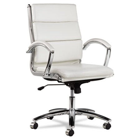 Alera® Alera Neratoli Mid-Back Slim Profile Chair, Supports up to 275 lbs, White Seat/White Back, Chrome Base