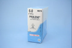 Suture with Needle Prolene Nonabsorbable Uncoated Blue Suture Monofilament Polypropylene Suture Size 6 - 0 24 Inch Suture Double-Armed 9.3 mm Length 3/8 Circle Taper Cut Needle