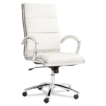 Alera® Alera Neratoli High-Back Slim Profile Chair, Supports up to 275 lbs, White Seat/White Back, Chrome Base