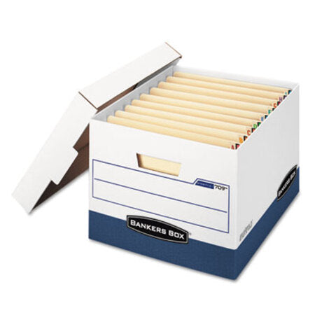 Bankers Box® STOR/FILE END TAB Storage Boxes, Letter/Legal Files, White/Blue, 12/Carton