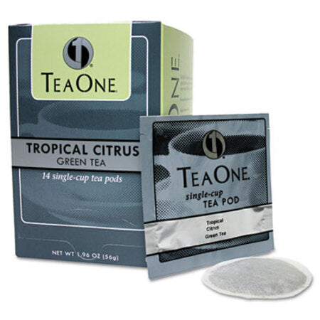 Tea One® Tea Pods, Tropical Citrus Green, 14/Box