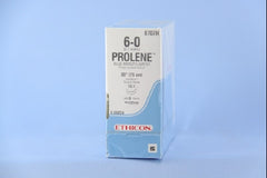 Suture with Needle Prolene Nonabsorbable Uncoated Blue Suture Monofilament Polypropylene Suture Size 6 - 0 30 Inch Suture Double-Armed 13 mm Length 3/8 Circle Taper Cut Needle