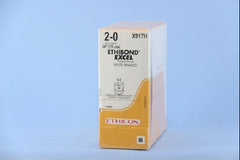 Suture with Needle Ethibond Nonabsorbable Coated White Suture Braided Polyester Size 2 - 0 30 Inch Suture Double-Armed 17 mm Length 1/2 Circle Taper Cut Needle