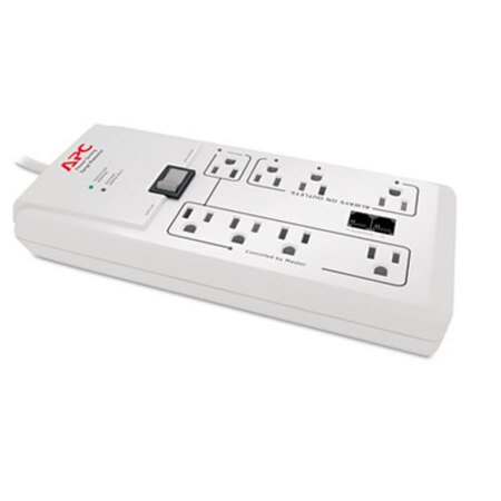 APC® Home/Office SurgeArrest Protector, 8 Outlets, 6 ft Cord, 2030 Joules, White