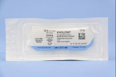 Suture with Needle Prolene Nonabsorbable Uncoated Blue Suture Monofilament Polypropylene Suture Size 10 - 0 12 Inch Suture Double-Armed 6.5 mm Length 3/8 Circle Spatula Needle