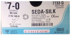 J & J Healthcare Systems Suture with Needle Perma-Hand™ Nonabsorbable Coated Black Suture Braided Silk Size 7 - 0 18 Inch Suture Double-Armed 6.5 mm Length 3/8 Circle Micropoint - Spatula Needle