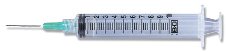 Becton Dickinson Syringe with Hypodermic Needle PrecisionGlide™ 10 mL 22 Gauge 1 Inch Detachable Needle Without Safety - M-128987-2098 - Box of 100