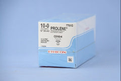 Suture with Needle Prolene Nonabsorbable Uncoated Blue Suture Monofilament Polypropylene Suture Size 10 - 0 12 Inch Suture Double-Armed 5.5 mm Length 1/2 Circle Spatula Needle
