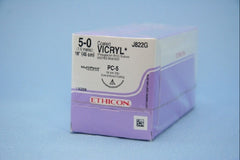 Suture with Needle Coated Vicryl Absorbable Coated Undyed Suture Braided Polyglactin 910 Size 5 - 0 18 Inch Suture 1-Needle 19 mm Length 3/8 Circle Conventional Cutting Needle