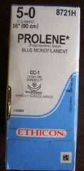 Suture with Needle Prolene Nonabsorbable Uncoated Blue Suture Monofilament Polypropylene Suture Size 5 - 0 36 Inch Suture Double-Armed 13 mm Length 3/8 Circle Taper Cut Needle