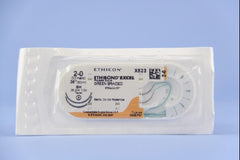 Suture with Needle Ethibond Nonabsorbable Coated Green Suture Braided Polyester Size 2 - 0 36 Inch Suture Double-Armed 26 mm Length 1/2 Circle Taper Point Needle