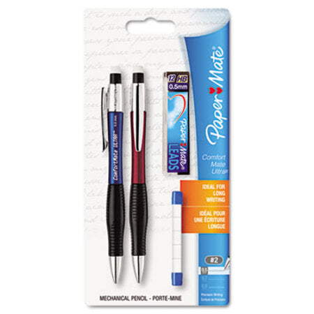 Paper Mate® ComfortMate Ultra Pencil Starter Set, 0.5 mm, HB (#2.5), Black Lead, Assorted Barrel Colors, 2/Pack