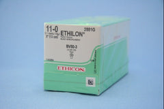 Suture with Needle Ethilon Nonabsorbable Uncoated Black Suture Monofilament Nylon Size 11 - 0 5 Inch Suture 1-Needle 4.1 mm Length 3/8 Circle Taper Point Needle