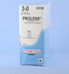 Suture with Needle Prolene Nonabsorbable Uncoated Blue Suture Monofilament Polypropylene Suture Size 3 - 0 30 Inch Suture 1-Needle 17 mm Length 1/2 Circle Taper Point Needle