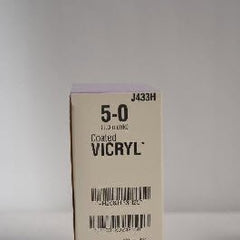 Suture with Needle Coated Vicryl Absorbable Coated Undyed Suture Braided Polyglactin 910 Size 5 - 0 27 Inch Suture 1-Needle 13 mm Length 1/2 Circle Taper Point Needle