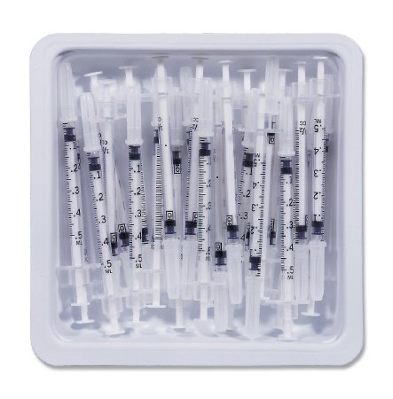 Becton Dickinson Allergy Tray PrecisionGlide™ 0.5 mL 27 Gauge 3/8 Inch Attached Needle Without Safety - M-132238-1805 - Case of 40