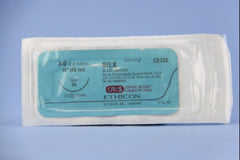 Suture with Needle Perma-Hand Nonabsorbable Coated Black Suture Braided Silk Size 3 - 0 18 Inch Suture 1-Needle 26 mm Length 1/2 Circle Taper Point Needle