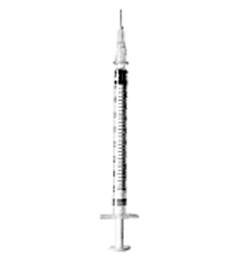 Becton Dickinson Allergy Syringe with Needle PrecisionGlide™ 1 mL 28 Gauge 1/2 Inch Attached Needle Without Safety - M-133348-2884 - Box of 100