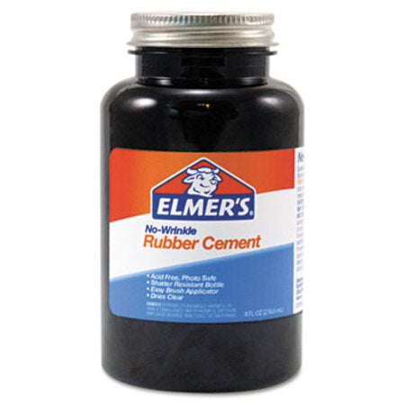 s® Rubber Cement with Brush Applicator, 8 oz, Dries Clear