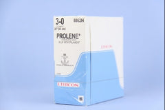 Suture with Needle Prolene Nonabsorbable Uncoated Blue Suture Monofilament Polypropylene Suture Size 3 - 0 24 Inch Suture Double-Armed 17 mm Length 3/8 Circle Taper Point Needle