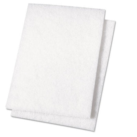 Boardwalk® Light Duty Scour Pad, White, 6 x 9, 20/Carton