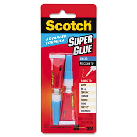 Scotch® Single Use Super Glue Advanced Formula Liquid, 0.07 oz, Dries Clear, 2/Pack
