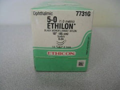 J & J Healthcare Systems Suture with Needle Ethilon™ Nonabsorbable Uncoated Black Suture Monofilament Nylon Size 5 - 0 18 Inch Suture Double-Armed 8 mm Length 1/4 Circle Spatula Needle