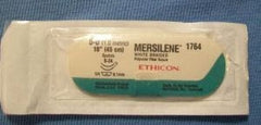 J & J Healthcare Systems Suture with Needle Mersilene™ Nonabsorbable Uncoated White Suture Braided Polyester Size 5 - 0 18 Inch Suture Double-Armed 8 mm Length 1/4 Circle Spatula Needle