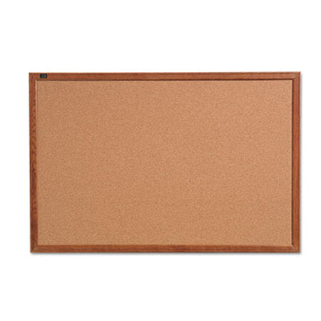Quartet® Cork Bulletin Board, 36 x 24, Oak Finish Frame