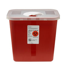 Cardinal Sharps Container SharpSafety™ 10 H X 10-1/2 W X 7-1/4 D Inch 2 Gallon Red Base / White Lid Vertical Entry Rotating Lid - M-138112-1727 - Case of 20