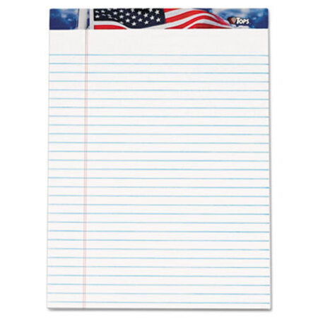TOPS™ American Pride Writing Pad, Wide/Legal Rule, 8.5 x 11.75, White, 50 Sheets, 12/Pack