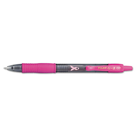 Pilot® G2 Premium Breast Cancer Awareness Retractable Gel Pen, 0.7mm, Black Ink, Dozen