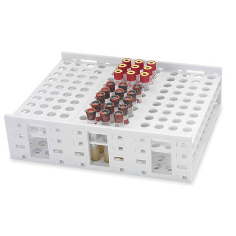 13mm-16mm Monster Rack 13mm-16mm • Holds 120 tubes • 10.25"W x 13.25"L x 3.5"H • White ,1 Each - Axiom Medical Supplies