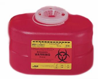 Becton Dickinson Sharps Container BD™ 5-3/10 H X 9-1/10 W X 5 D Inch 3.3 Quart Red Base / Translucent Lid Vertical Entry Hinged Snap On Lid - M-140598-4744 - Case of 24