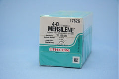 Suture with Needle Mersilene Nonabsorbable Uncoated Green Suture Braided Polyester Size 4 - 0 18 Inch Suture Double-Armed 8 mm Length 1/4 Circle Spatula Needle