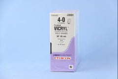 Suture with Needle Coated Vicryl Absorbable Coated Violet Suture Braided Polyglactin 910 Size 4 - 0 18 Inch Suture 1-Needle 13 mm Length 3/8 Circle Reverse Cutting Needle