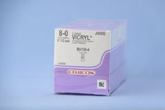 J & J Healthcare Systems Suture with Needle Coated Vicryl™ Absorbable Coated Violet Suture Braided Polyglactin 910 Size 8 - 0 5 Inch Suture 1-Needle 5 mm Length 3/8 Circle Taper Point Needle